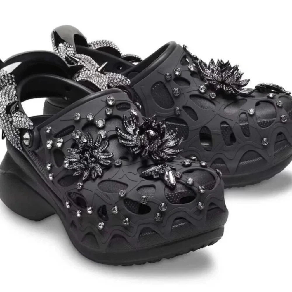 Crocs x Swarovski Platform Bae Clog Crystals Black Collab - Picture 2 of 5